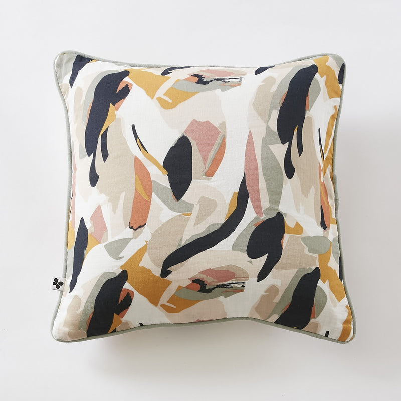 Removable Cushion Cover with Piping - Printed Cotton Gauze - Julia -