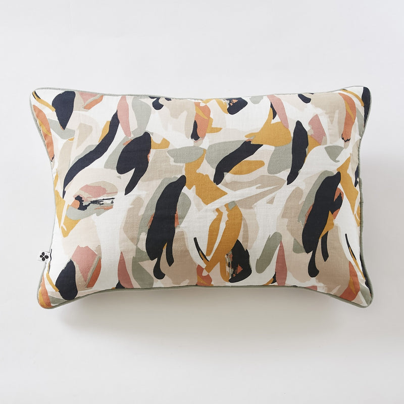 Removable Cushion Cover with Piping - Printed Cotton Gauze - Julia -