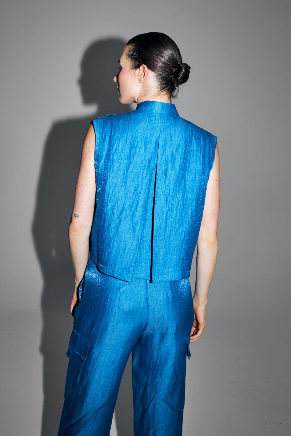 Camisa The Nina De Lino Azul Brillante