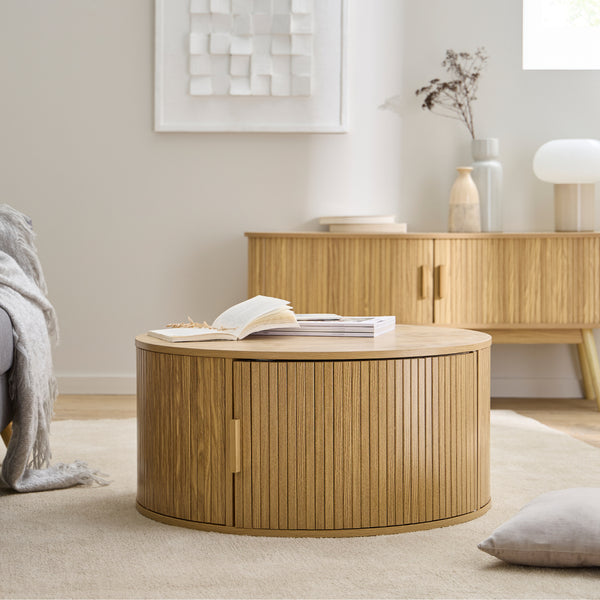 Ernest - Table Basse Ronde Avec Rangements