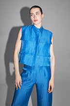 Camisa The Nina De Lino Azul Brillante