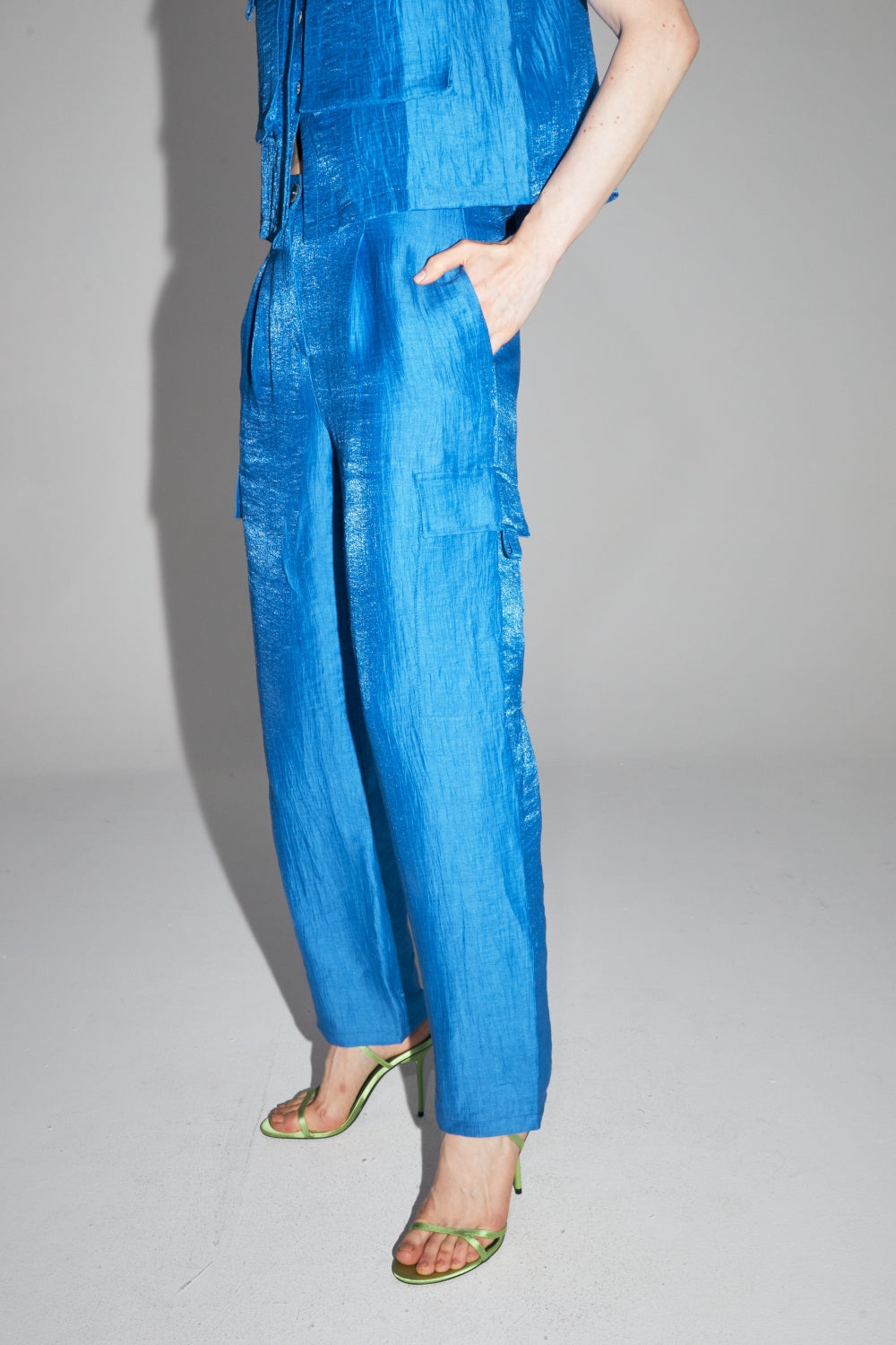 Pantalones The Ryder de lino azul brillante