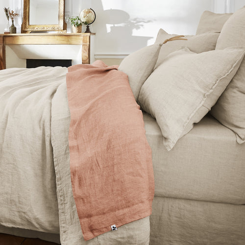 Drap Plat - Lin Lavé - Soline - Vieux Rose