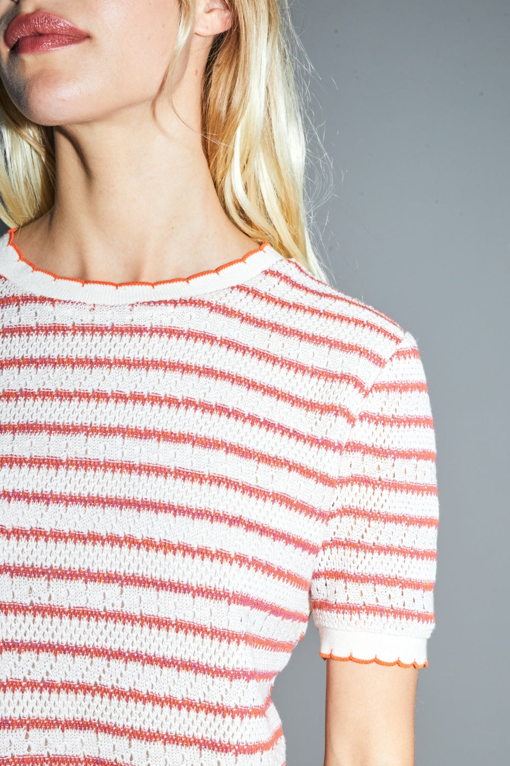 The Cala Striped Openwork Knit Poppy Blouse