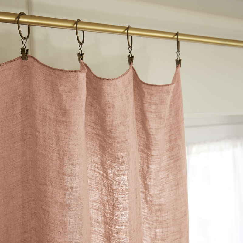 Rideau Ajustable + Anneaux Pince - Lin Lavé - Soline - Vieux Rose