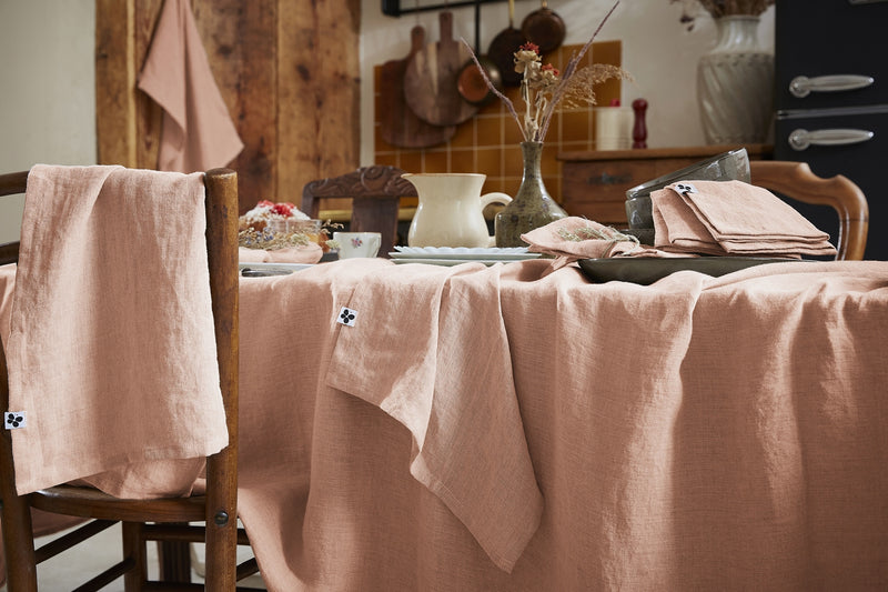 Nappe Rectangle - Lin Lavé - Soline - Vieux Rose