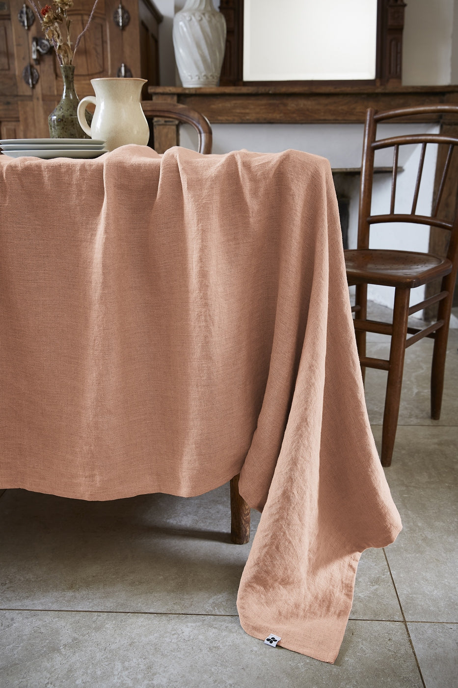 Rectangular Tablecloth - Washed Linen - Soline - Old Rose