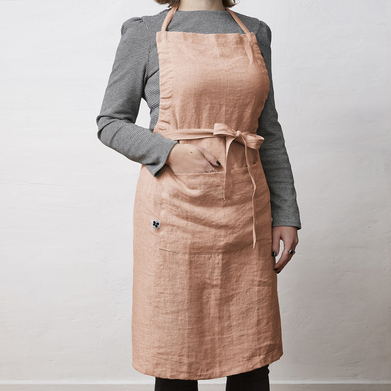 Adjustable Apron - Washed Linen - Soline - Old Rose