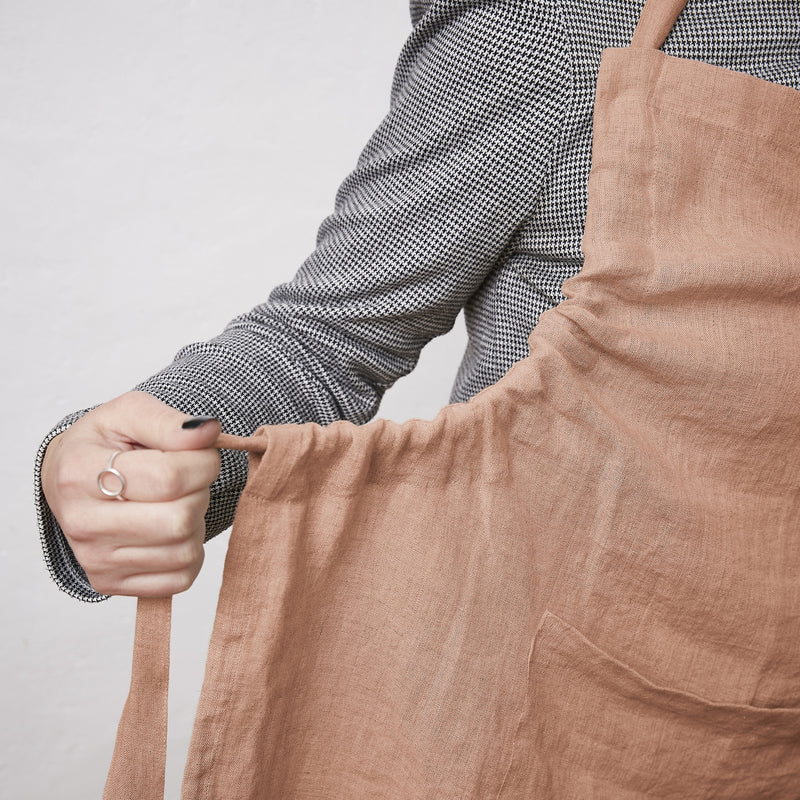 Adjustable Apron - Washed Linen - Soline - Old Rose