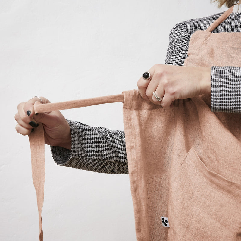Adjustable Apron - Washed Linen - Soline - Old Rose