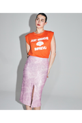 Falda lápiz con lentejuelas rosas de The Cherilyn