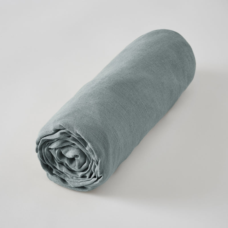 Drap Housse - Lin Lavé - Soline - Azur