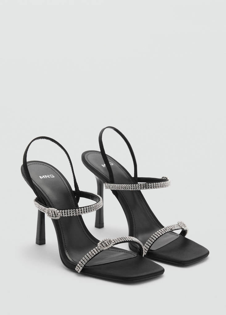 Sandales Talon Lanière Strass