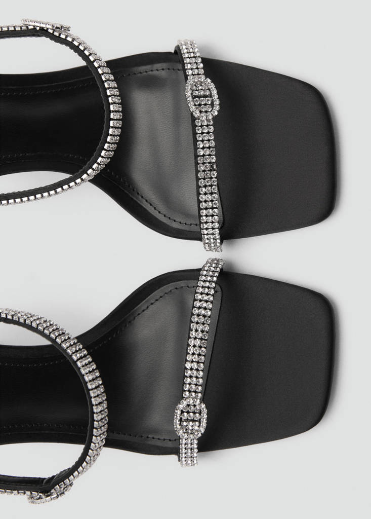 Sandales Talon Lanière Strass