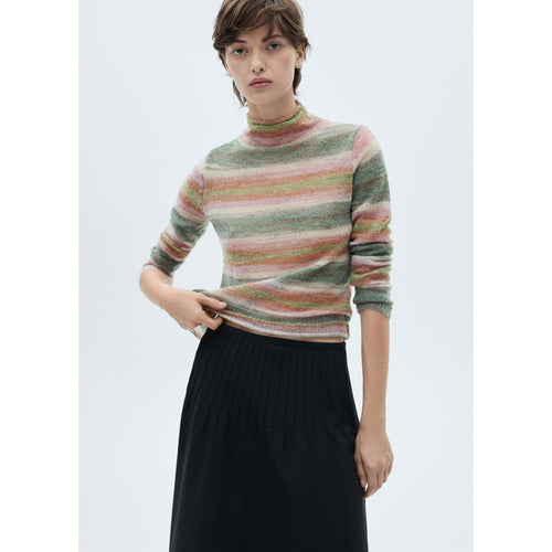 Pull-Over Rayé Col Roulé - Pink