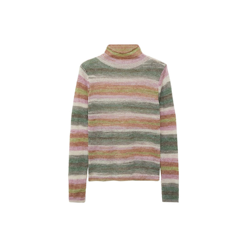 Pull-Over Rayé Col Roulé - Pink
