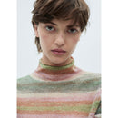 Pull-Over Rayé Col Roulé - Pink