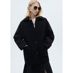 Abrigo Midi de Lana con Botones - Black