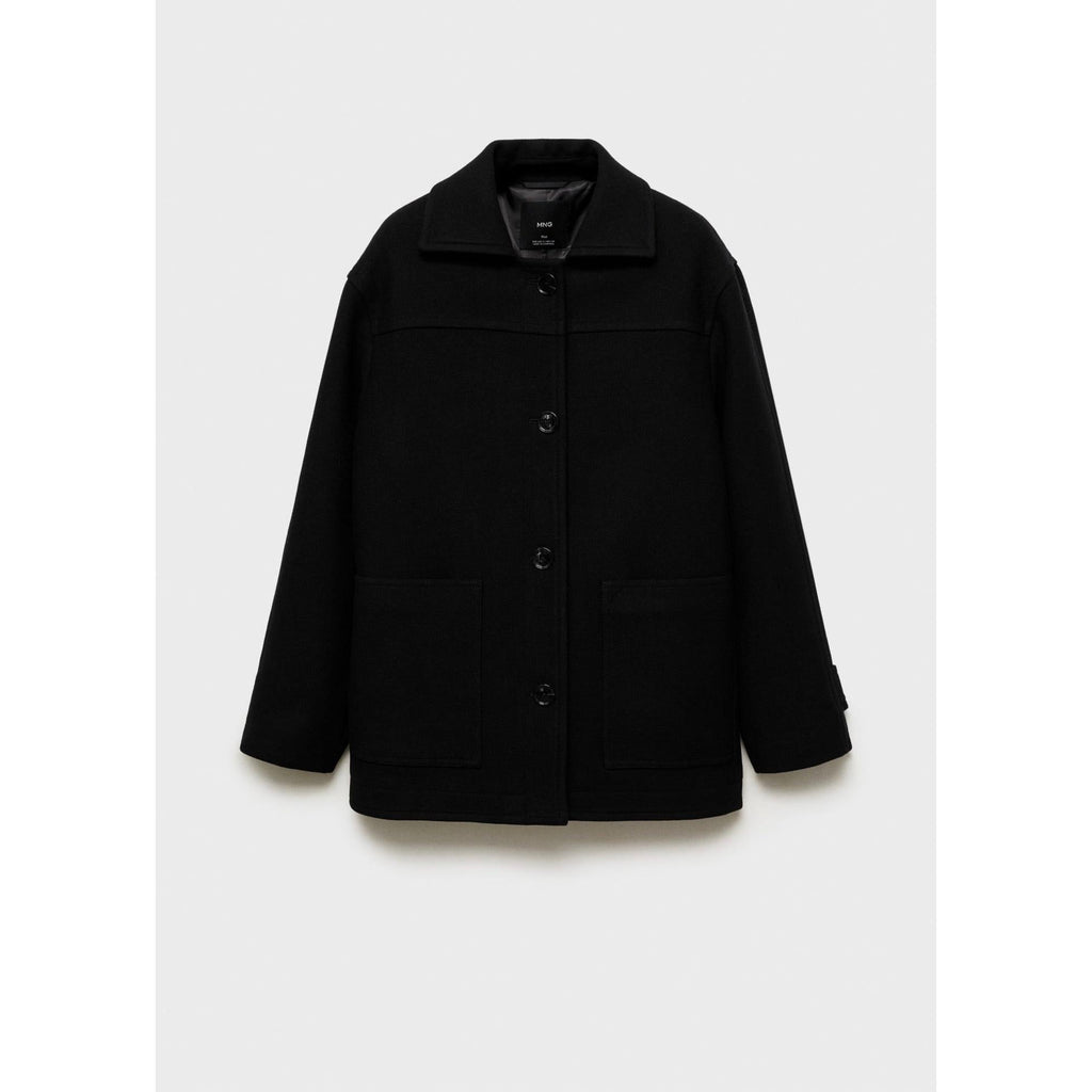 Abrigo Midi de Lana con Botones - Black