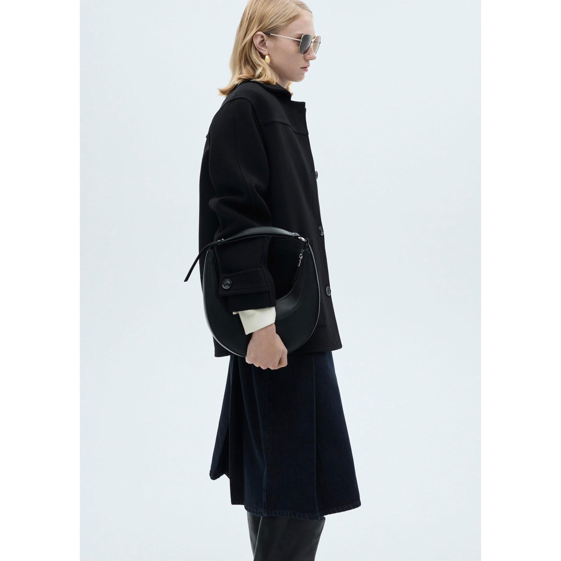 Abrigo Midi de Lana con Botones - Black