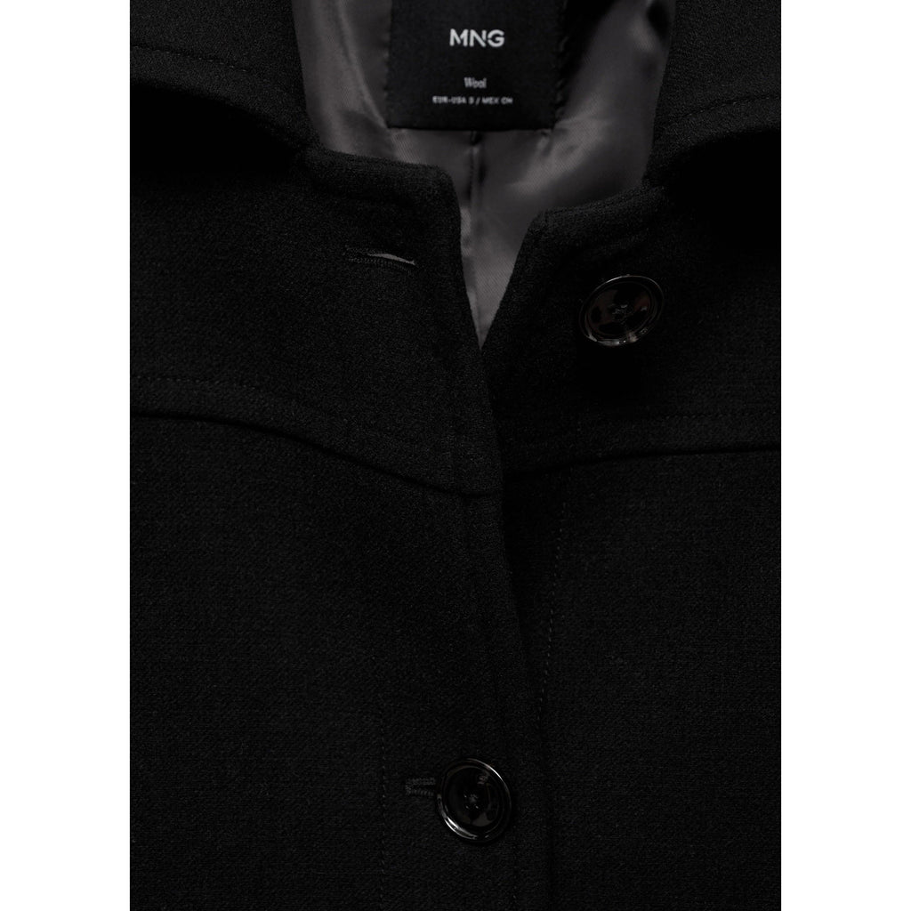 Abrigo Midi de Lana con Botones - Black