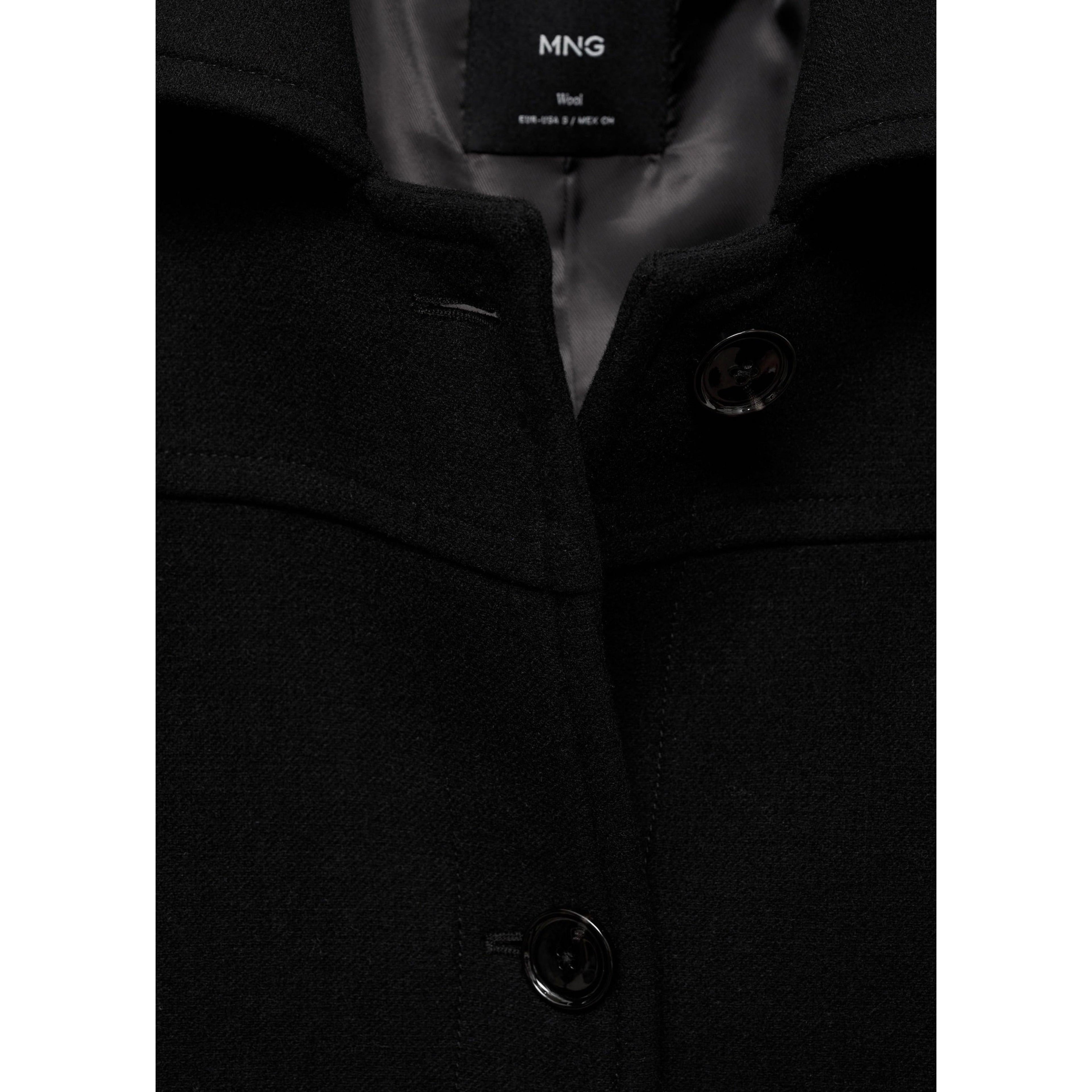Abrigo Midi de Lana con Botones - Black
