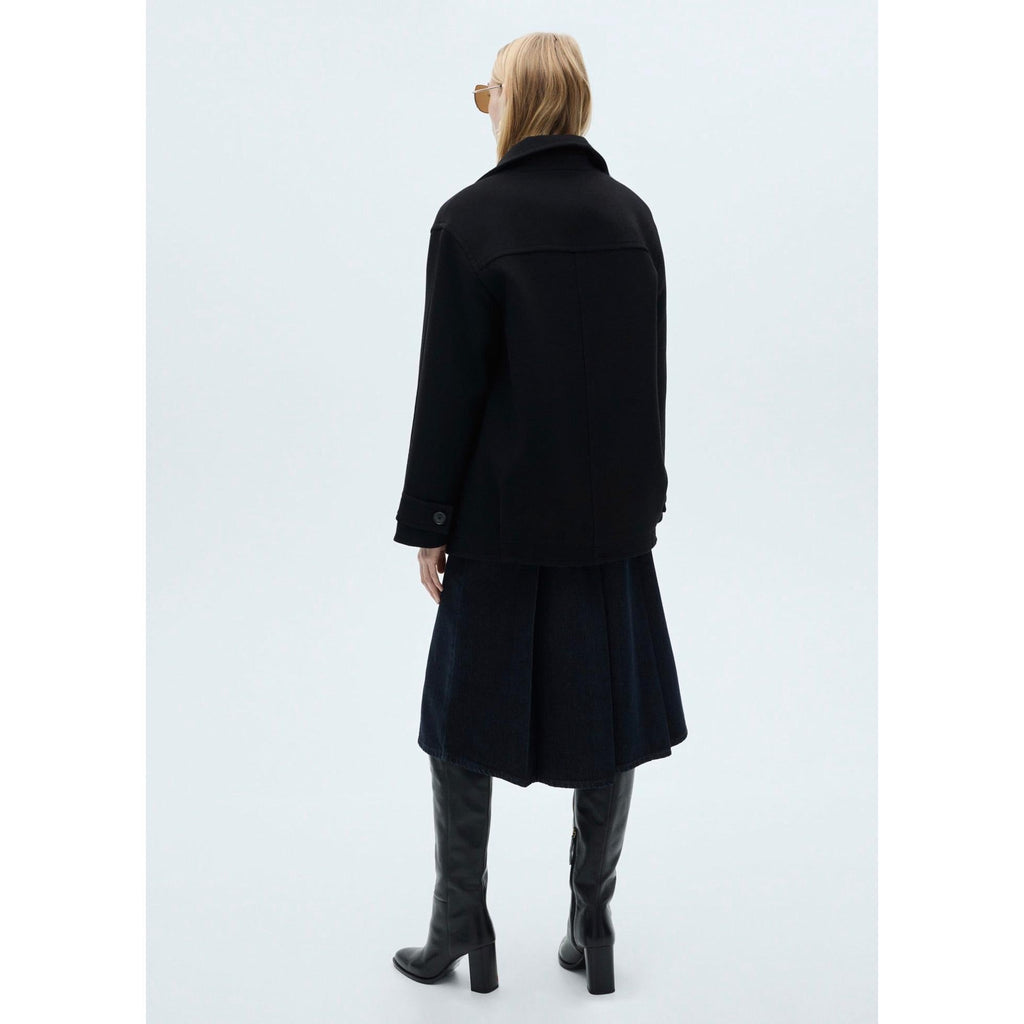 Abrigo Midi de Lana con Botones - Black