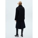 Abrigo midi de lana con botones - Negro