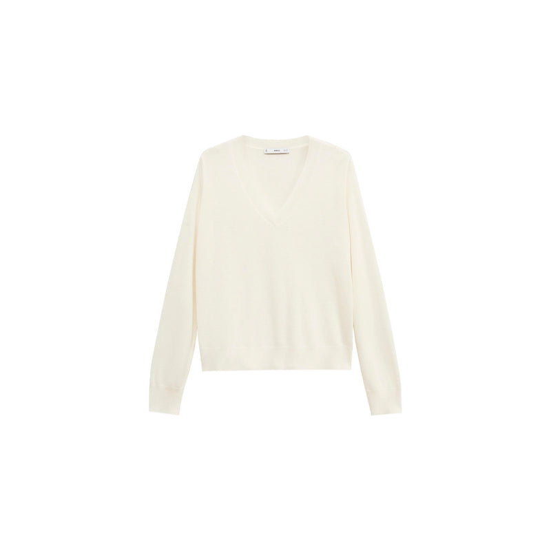Pull-Over Maille Col En V - Ecru