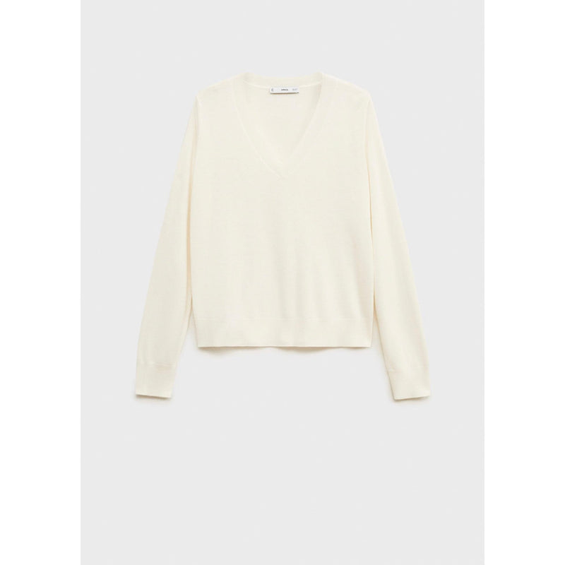 Pull-Over Maille Col En V - Ecru