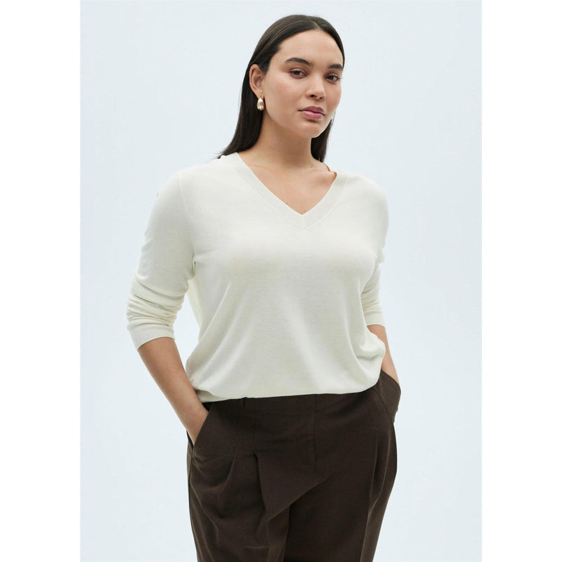 Pull-Over Maille Col En V - Ecru