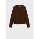 V-Neck Knitted Sweater - Chocolate