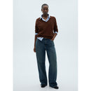 V-Neck Knitted Sweater - Chocolate