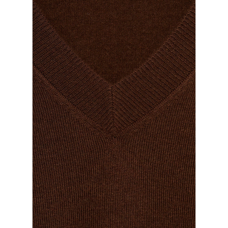 V-Neck Knitted Sweater - Chocolate