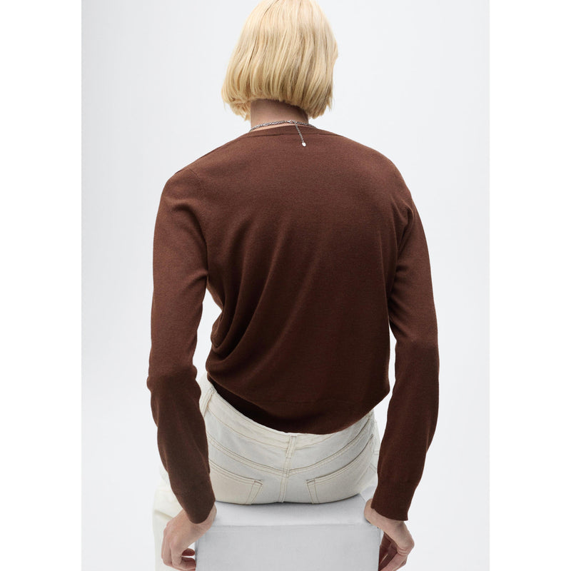 V-Neck Knitted Sweater - Chocolate