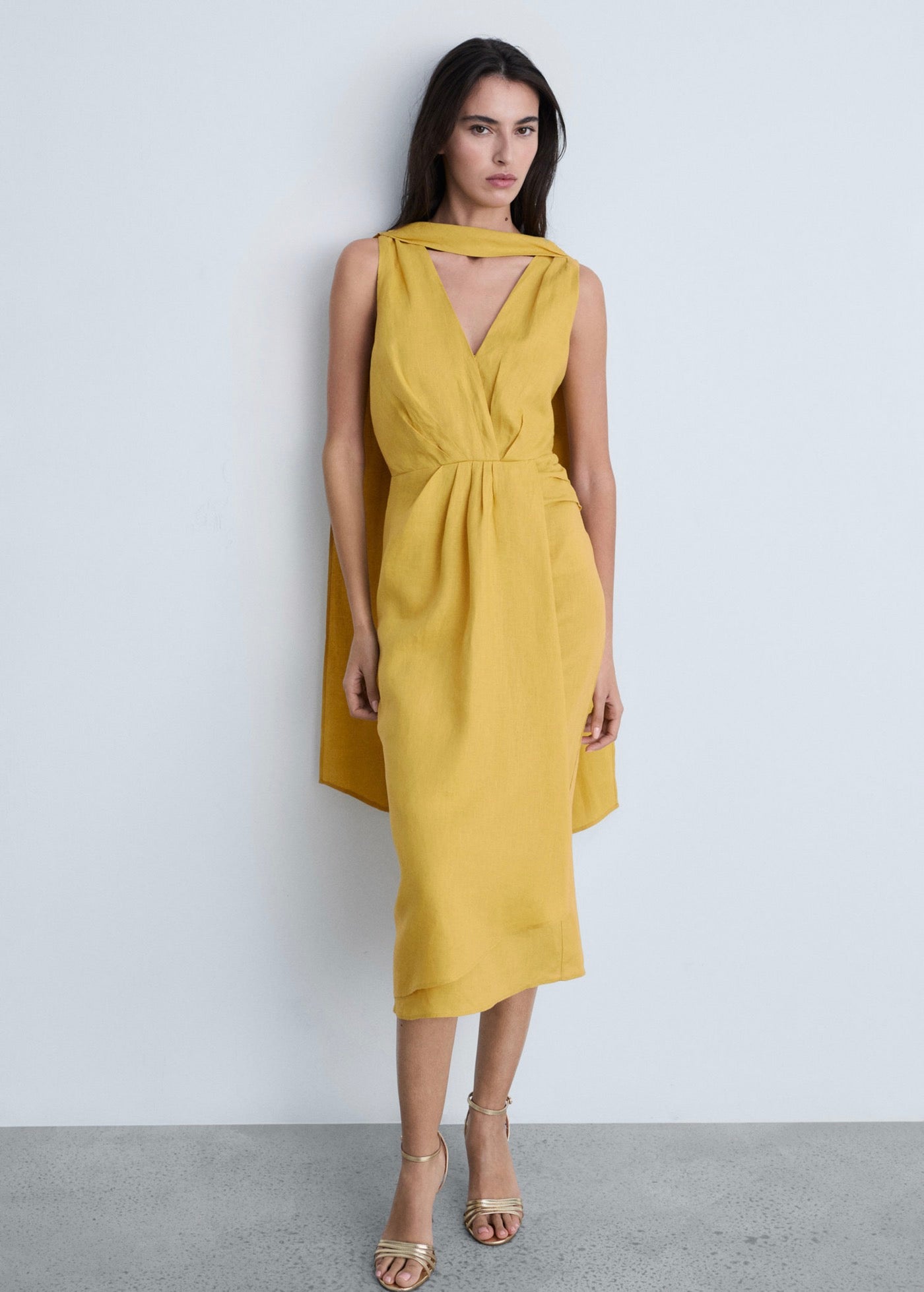 Robe Midi Plissée En Lin