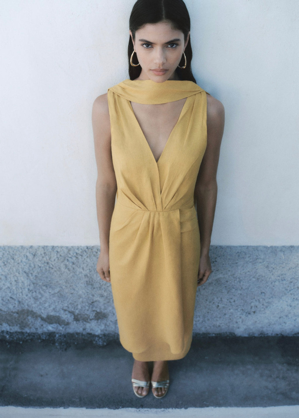 Robe Midi Plissée En Lin