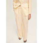 Straight Leg Suit Trousers Linen Blend - Vanilla