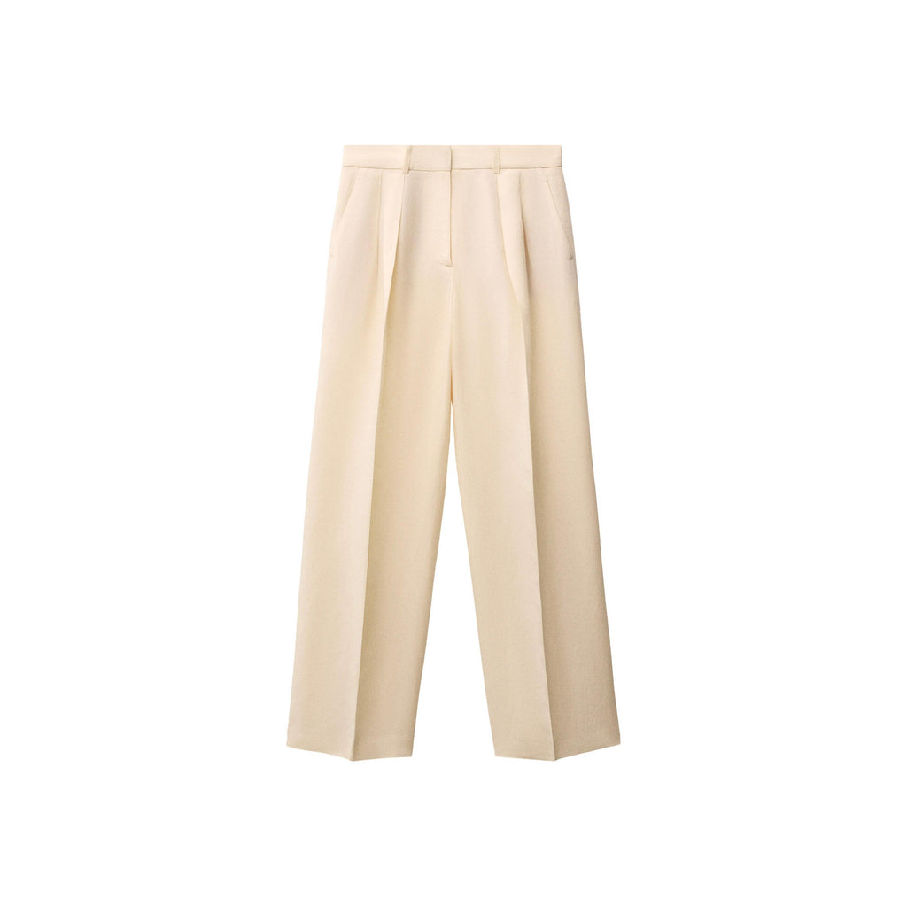 Straight Leg Suit Trousers Linen Blend - Vanilla
