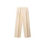 Straight Leg Suit Trousers Linen Blend - Vanilla