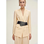 Straight Leg Suit Trousers Linen Blend - Vanilla