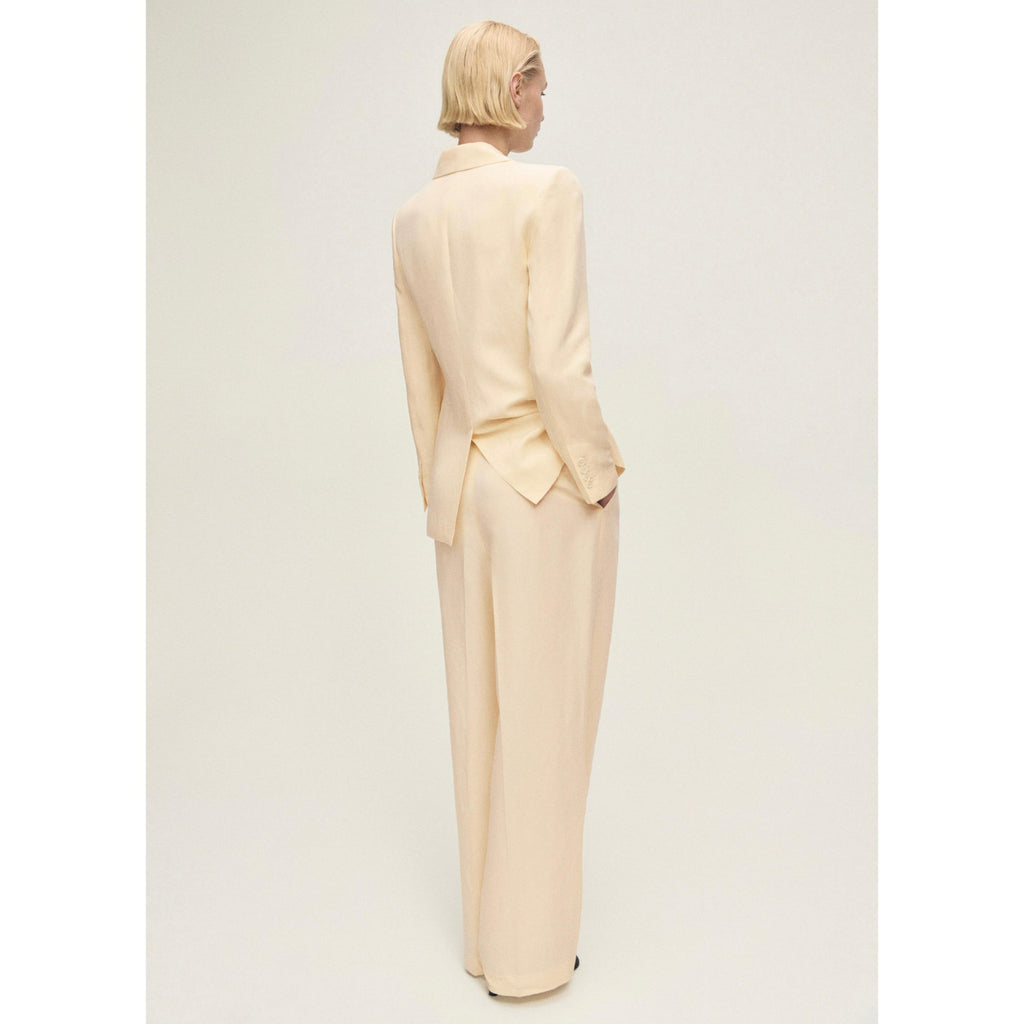 Straight Leg Suit Trousers Linen Blend - Vanilla