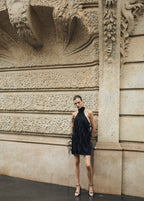 Robe Emmanchures Américaines Ornement Plumes