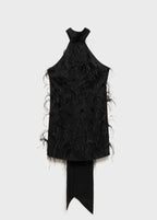 Robe Emmanchures Américaines Ornement Plumes
