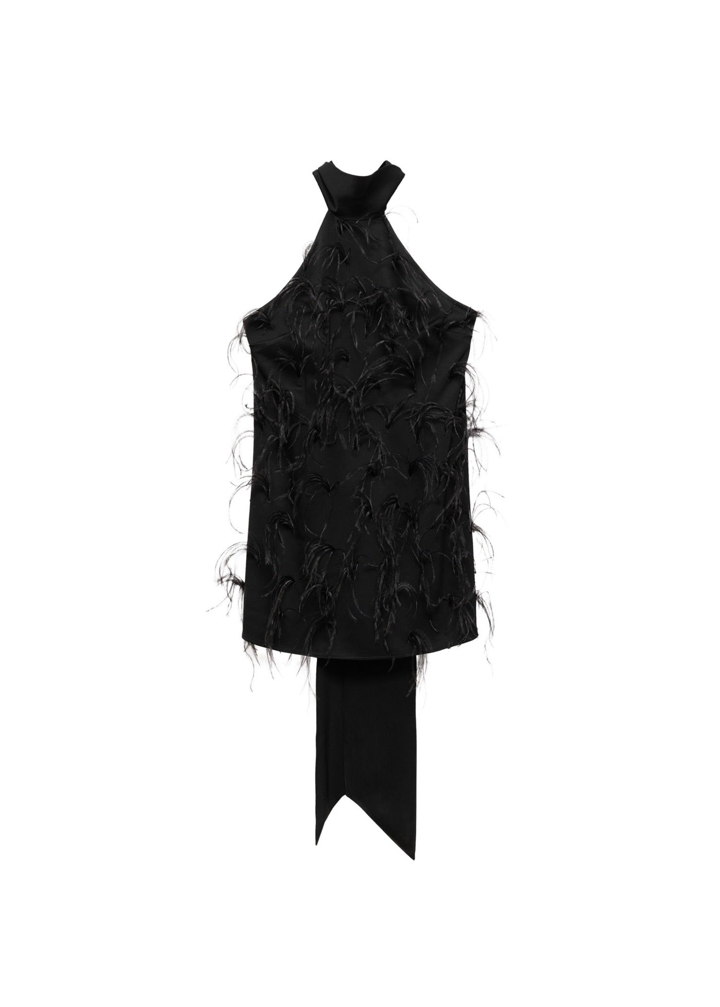 Robe Emmanchures Américaines Ornement Plumes