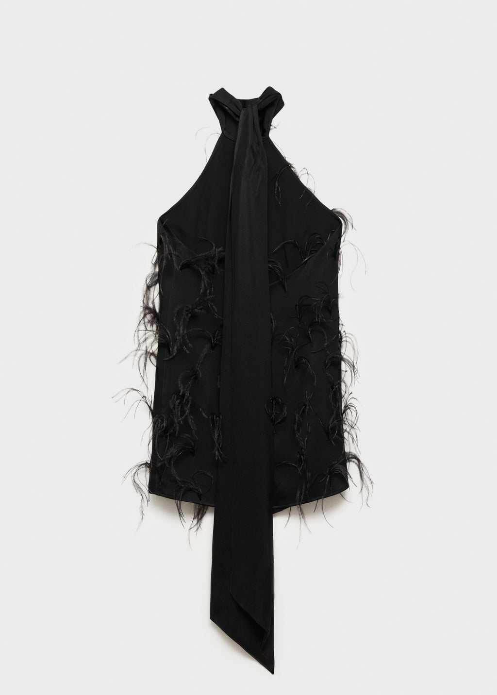 Robe Emmanchures Américaines Ornement Plumes