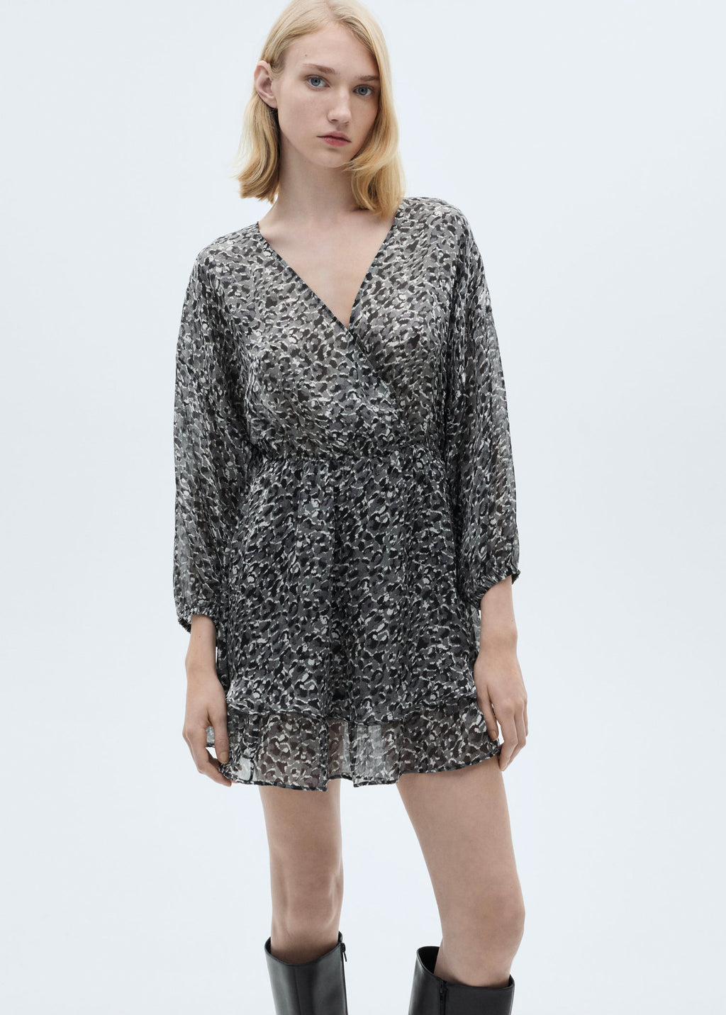 Ruffled Animal-Print Dress
