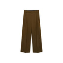 Straight Pleated Trousers - Khaki