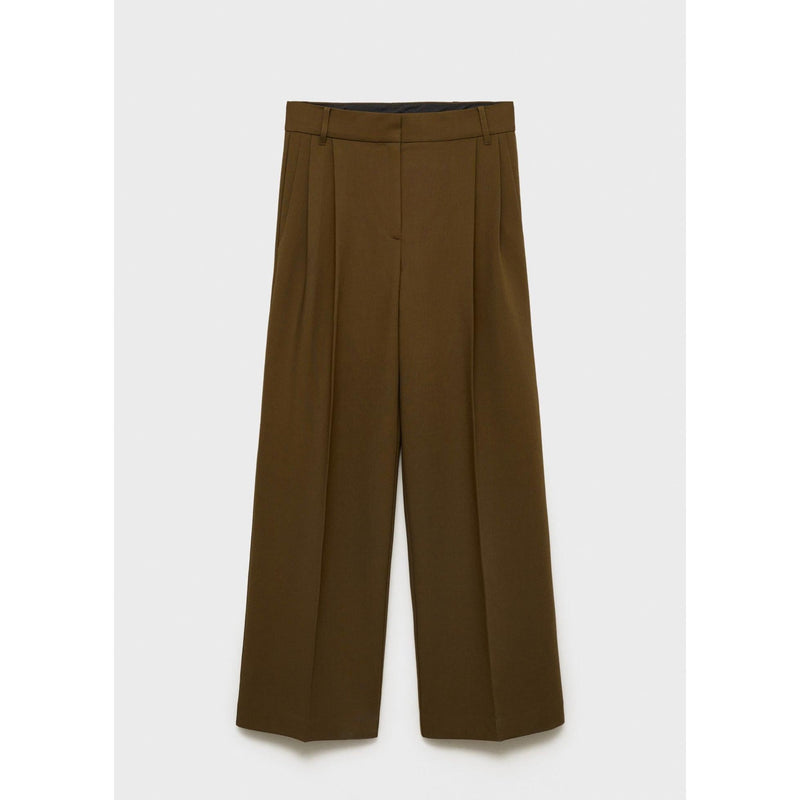 Straight Pleated Trousers - Khaki