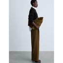 Straight Pleated Trousers - Khaki